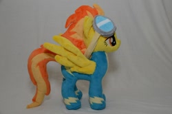 Size: 1000x662 | Tagged: artist needed, safe, artist:makeshiftwings30, spitfire, pegasus, pony, clothes, female, goggles, irl, mare, photo, plushie, solo, uniform, wonderbolts uniform