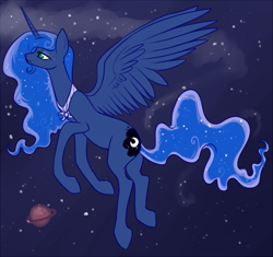 Size: 637x600 | Tagged: safe, artist:lulubell, princess luna, alicorn, pony, female, horn, mare, solo, space