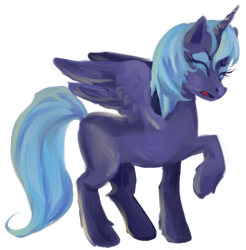 Size: 544x553 | Tagged: safe, artist:buttercupsaiyan, princess luna, alicorn, pony, blank flank, eyes closed, female, mare, raised hoof, s1 luna, simple background, solo, transparent background