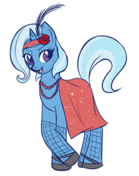 Size: 350x444 | Tagged: safe, artist:lulubell, trixie, pony, unicorn, costume, female, flapper, happy, mare, simple background, solo, white background