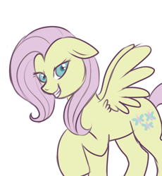 Size: 500x544 | Tagged: safe, artist:lulubell, fluttershy, pegasus, pony, discorded, floppy ears, flutterbitch, simple background, solo, spread wings, white background, wings