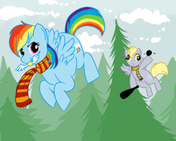 Size: 555x444 | Tagged: safe, artist:lulubell, derpy hooves, rainbow dash, pegasus, pony, female, harry potter, mare, parody