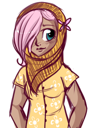 Size: 350x475 | Tagged: safe, artist:lulubell, fluttershy, hijab, humanized, islam, islamashy