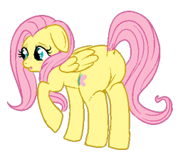 Size: 411x352 | Tagged: safe, artist:lulubell, fluttershy, pegasus, pony, flutterbutt, plot, simple background, solo, transparent background