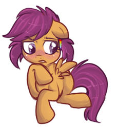 Size: 283x310 | Tagged: safe, artist:lulubell, scootaloo, alternate hairstyle, simple background, white background