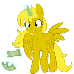 Size: 467x467 | Tagged: safe, artist:lulubell, oc, oc only, oc:ticket, alicorn, pony, alicorn oc, magic, simple background, solo, transparent background