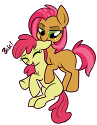 Size: 336x433 | Tagged: safe, artist:lulubell, apple bloom, babs seed, one bad apple, appleseed, ear bite, shipping, simple background, transparent background