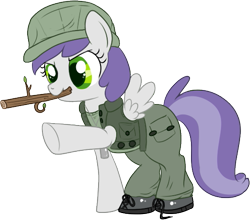 Size: 525x461 | Tagged: safe, artist:lulubell, tornado bolt, clothes, filly, military, simple background, transparent background, uniform