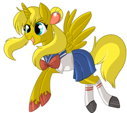 Size: 500x443 | Tagged: safe, artist:lulubell, oc, oc only, oc:ticket, alicorn, pony, alicorn oc, crossover, sailor moon, simple background, solo, transparent background