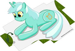 Size: 3525x2408 | Tagged: safe, artist:negasun, lyra heartstrings, pony, unicorn, female, flower, lying, mare, simple background, solo, white background