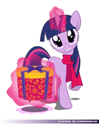 Size: 3508x4475 | Tagged: safe, artist:jcosneverexisted, twilight sparkle, clothes, magic, present, scarf