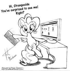 Size: 600x612 | Tagged: safe, artist:jcosneverexisted, pinkie pie, earth pony, pony, armpits, computer, keyboard, solo