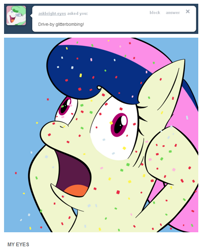 Size: 650x803 | Tagged: safe, artist:lamia, bons away, pegasus, pony, ask skyra and bons away, female, glitter bomb, mare, solo