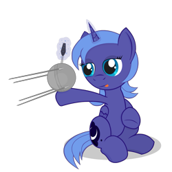 Size: 1667x1667 | Tagged: safe, artist:negasun, princess luna, alicorn, pony, filly, satellite, simple background, sitting, solo, sputnik, transparent background, woona