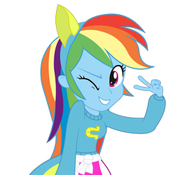 Size: 1458x1458 | Tagged: safe, artist:negasun, rainbow dash, equestria girls, blue skin, clothes, female, multicolored hair, solo