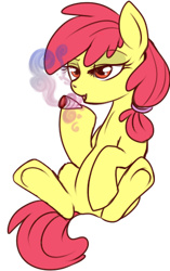 Size: 278x444 | Tagged: safe, artist:lulubell, apple bloom, drugs, joint, simple background, solo, transparent background