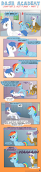 Size: 895x3639 | Tagged: safe, artist:sorcerushorserus, brolly, gilda, rainbow dash, whitewash, griffon, pegasus, pony, comic:dash academy, comic, derp, female, lockers, mare