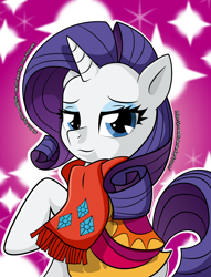 Size: 1334x1750 | Tagged: safe, artist:jcosneverexisted, artist:klonoa8294, rarity, pony, unicorn, clothes, scarf, solo