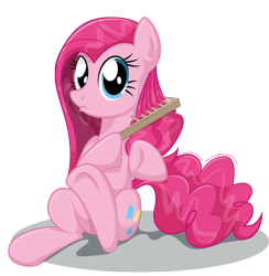 Size: 1772x1818 | Tagged: safe, artist:jcosneverexisted, pinkie pie, earth pony, pony, comb, combing, cute, diapinkes, flat mane, looking at you, pinkamena diane pie, simple background, solo, transparent background