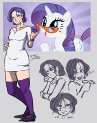 Size: 894x1132 | Tagged: safe, artist:moronsonofboron, rarity, human, pony, unicorn, female, glasses, humanized, mare, rarity's glasses, solo