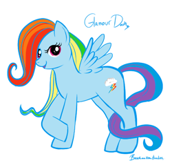 Size: 522x500 | Tagged: safe, artist:lulubell, rainbow dash, pegasus, pony, simple background, solo, text, white background