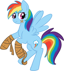 Size: 394x440 | Tagged: safe, artist:lulubell, rainbow dash, pegasus, pony, injured, simple background, solo, transparent background