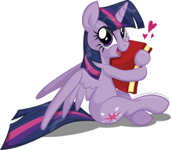 Size: 2835x2482 | Tagged: safe, artist:jcosneverexisted, twilight sparkle, twilight sparkle (alicorn), alicorn, pony, bibliophile, book, cargo ship, female, heart, mare, shipping, solo, that pony sure does love books, twibook