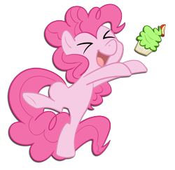 Size: 1015x985 | Tagged: safe, artist:ufocookiez, pinkie pie, earth pony, pony, cupcake, eyes closed, female, mare, simple background, solo, transparent background