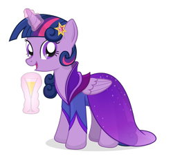 Size: 1875x1771 | Tagged: safe, artist:negasun, twilight sparkle, twilight sparkle (alicorn), alicorn, pony, clothes, dress, drink, female, journey of the spark, mare, simple background, solo, transparent background, vector