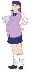 Size: 457x1000 | Tagged: safe, artist:olympic-dames, twilight sparkle, human, clothes, female, humanized, mama twilight, preglight sparkle, pregnant, simple background, skirt, solo, white background