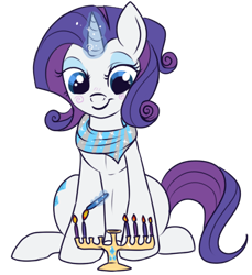 Size: 433x472 | Tagged: safe, artist:lulubell, rarity, pony, unicorn, candle, hanukkah, jew rarity, jewnicorn, judaism, magic, menorah, simple background, solo, transparent background