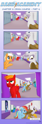 Size: 945x2786 | Tagged: safe, artist:sorcerushorserus, gilda, hoops, rainbow dash, oc, griffon, pegasus, pony, comic:dash academy, argument, comic, female, lockers, male, mare, no dialogue, stallion