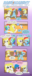 Size: 983x2347 | Tagged: safe, artist:sorcerushorserus, brolly, derpy hooves, firefly, rainbow dash, surprise, whitewash, pegasus, pony, comic:dash academy, g1, comic, female, g1 to g4, generation leap, male, mare, shipper on deck, stallion