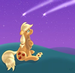 Size: 500x483 | Tagged: safe, artist:ratofdrawn, applejack, earth pony, pony, applejack's parents, crying, night, shooting star, sitting, solo