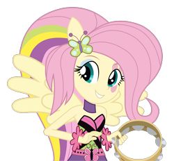 Size: 2361x2194 | Tagged: safe, artist:negasun, fluttershy, equestria girls, rainbow rocks, musical instrument, simple background, solo, tambourine, transparent background, vector