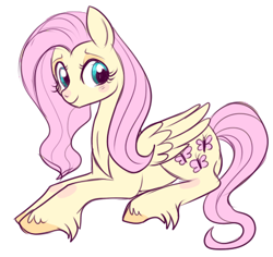 Size: 421x398 | Tagged: safe, artist:lulubell, fluttershy, pegasus, pony, simple background, solo, unshorn fetlocks, white background