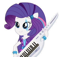 Size: 2111x2011 | Tagged: safe, artist:negasun, rarity, equestria girls, rainbow rocks, keytar, musical instrument, ponied up, simple background, solo, transparent background, vector