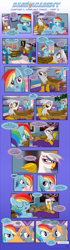 Size: 1065x3780 | Tagged: safe, artist:sorcerushorserus, gilda, rainbow dash, griffon, pegasus, pony, comic:dash academy, argie ribbs, baby ribbs, comic, female, male, mare, stallion