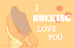 Size: 1280x828 | Tagged: safe, artist:kelsea-chan, part of a set, applejack, earth pony, pony, blushing, female, mare, solo, valentine