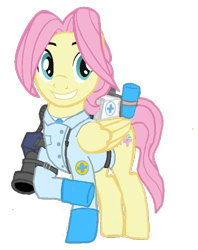 Size: 466x589 | Tagged: safe, artist:nullpony-exception, butterscotch, fluttershy, pegasus, pony, male, medic, rule 63, simple background, solo, stallion, team fortress 2, transparent background