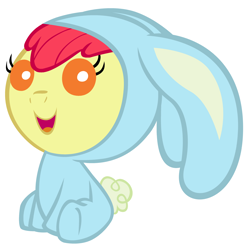 Size: 3200x3200 | Tagged: safe, artist:beavernator, apple bloom, earth pony, pony, baby, baby pony, bunny bloom, bunny costume, clothes, cute, foal, high res, simple background, solo, white background