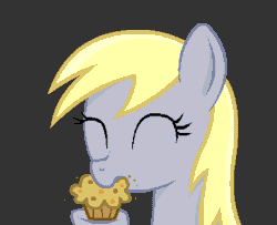 Size: 400x325 | Tagged: safe, artist:negasun, derpy hooves, pegasus, pony, animated, cute, derpabetes, eating, eyes closed, female, mare, muffin, nom, smiling, solo, that pony sure does love muffins