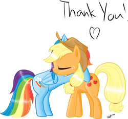 Size: 855x796 | Tagged: safe, artist:ratofdrawn, applejack, rainbow dash, earth pony, pegasus, pony, bipedal, cute, eyes closed, friendshipping, heart, hug, simple background, smiling, transparent background