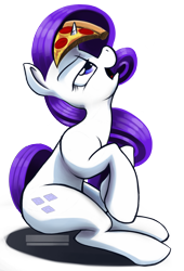 Size: 2039x3000 | Tagged: safe, artist:dimfann, rarity, pony, unicorn, food, horn impalement, meat, pepperoni, pepperoni pizza, pizza, solo