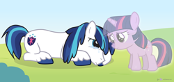 Size: 1360x640 | Tagged: safe, artist:dm29, shining armor, twilight sparkle, pony, unicorn, crying, duo, female, filly, foal, male, prone, stallion, unintentional implications