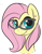 Size: 240x310 | Tagged: safe, artist:meggchan, fluttershy, pegasus, pony, earring, glasses, solo