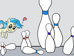 Size: 1600x1200 | Tagged: safe, artist:mellowbloom, allie way, pony, unicorn, bowling pin, eyes on the prize, female, heart, mare