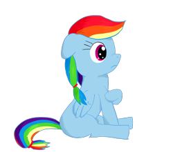 Size: 1700x1500 | Tagged: safe, artist:darhus, rainbow dash, pegasus, pony, female, filly, filly rainbow dash, floppy ears, foal, simple background, sitting, solo, transparent background