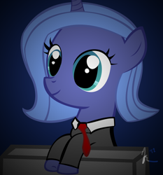 Size: 2800x3000 | Tagged: safe, artist:marshylawl, princess luna, alicorn, pony, businessmare, clothes, corporate executive, cute, female, filly, foal, high res, solo, suit, woona