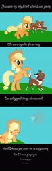 Size: 1500x4853 | Tagged: safe, artist:iceofwaterflock, applejack, winona, earth pony, pony, comic, female, filly, foal, mare, rearing, sad